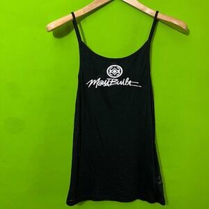 Maui Built Y2K Glitter Black Graphic Tank Top Size‎ Large Spaghetti Strap Casual
